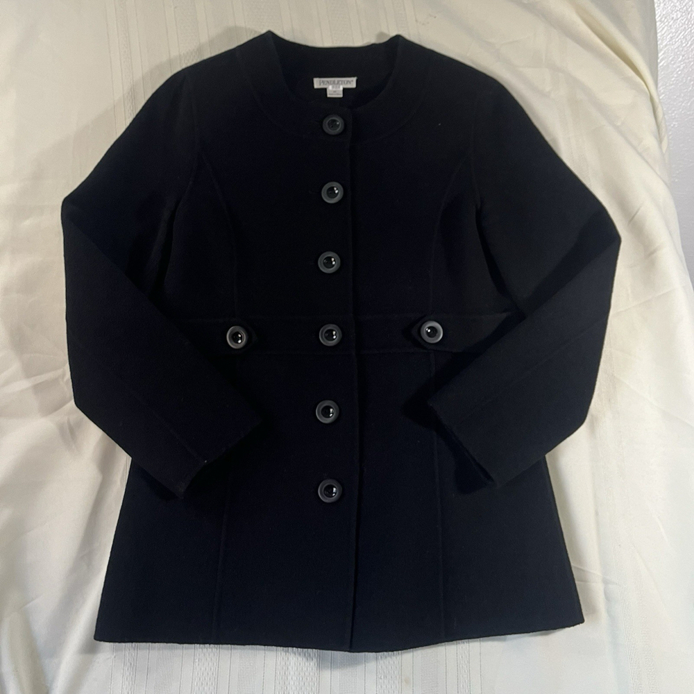 Pendleton Merino Wool Black Pea Coat Women’s Medium Timeless Minimalist Classic